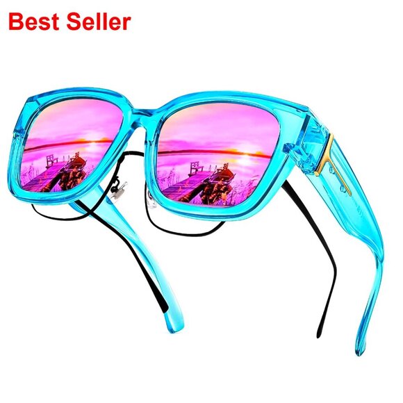 Polarized Fit Over Sunglasses Oversized Square Frame UV Protection main image 5